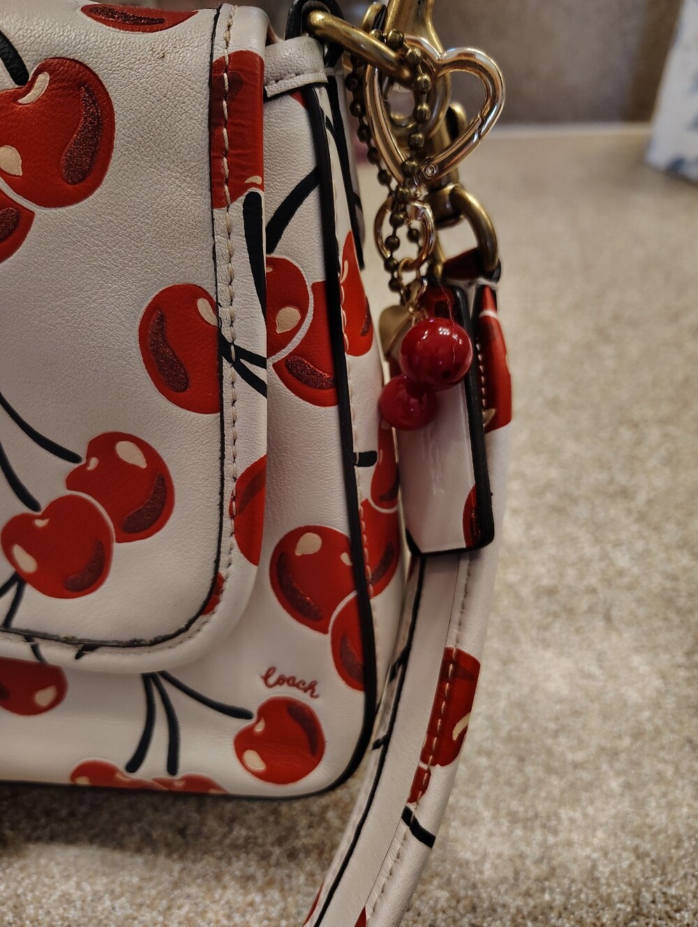 Coach tabby White Cherry-Print Crossbody Bag with Gold Hardware - Picture 9 of 10
